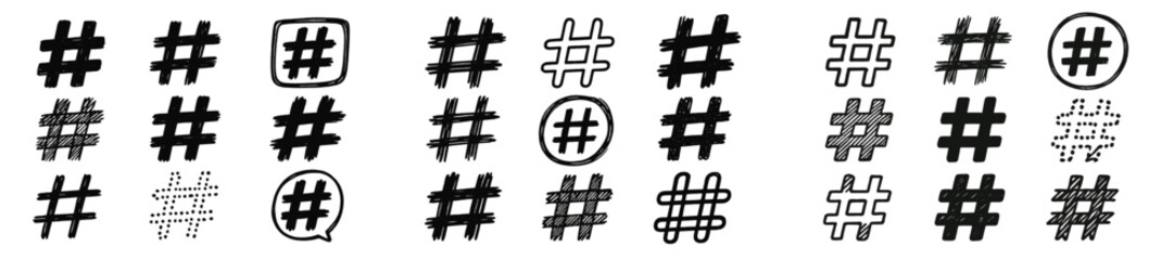 Poster - Unique and Creative Illustrations of the Hashtag Symbol in Various Styles