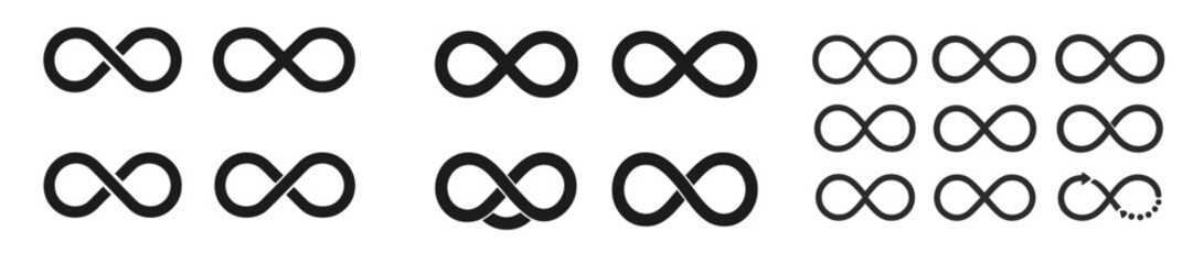 Poster - Collection of diverse infinity loop symbols arranged in various styles highlighting continuity concepts and design elements