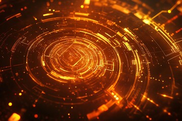 Poster - Futuristic abstract background with glowing lines and digital patterns. 