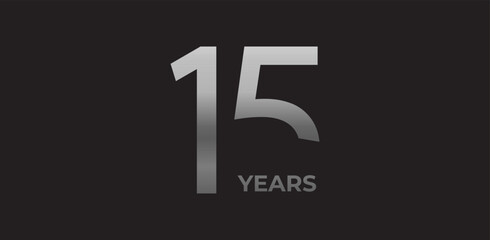 Aufkleber - 15 years milestone branding, anniversary logo in gradient metallic, evokes legacy, strength, excellence. Modern event design, brand legacy celebrations, institutional heritage. Vector illustration.