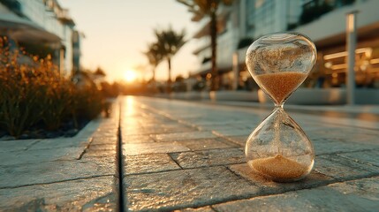 Poster - Future Urban Hourglass, an innovative symbol of smart city planning, showcasing efficient designs and time-saving solutions in a dynamic urban landscape.