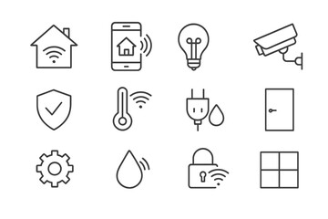 Poster - Smart home technology icons representing automation and security systems for modern living