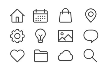Poster - Icons representing various activities and concepts on a minimalist design background with a clean aesthetic