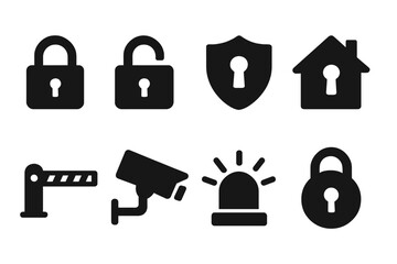 Poster - Security symbols illustrating safety measures and surveillance techniques in modern environments