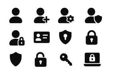 Poster - Collection of icons representing user profiles, security features, and account management for digital platforms