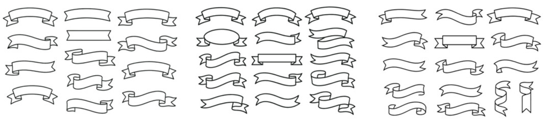 Poster - Variety of decorative banners and ribbons in different shapes arranged neatly on a white background