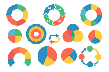 Aufkleber - Colorful pie charts and graphs arranged in a grid showcasing data representation and analysis concepts