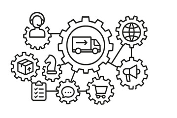 Poster - Visual representation of logistics and supply chain processes showing interconnected elements for efficient operations