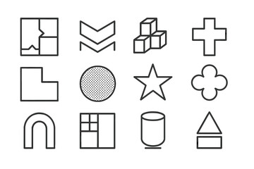 Fototapete - Simple geometric shapes arranged in a grid showcasing various designs and patterns for educational purposes