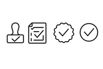 Poster - Various checkmark symbols and icons representing approval, confirmation, and completion in a minimalist design