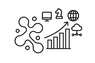 Aufkleber - Illustration of technology concepts including data analysis, growth, and connectivity
