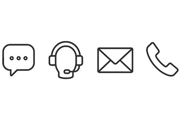 Poster - Communication icons illustrating various support channels for users seeking assistance with customer service