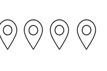 Poster - Map markers in a row against a simple background illustrating location tracking concepts