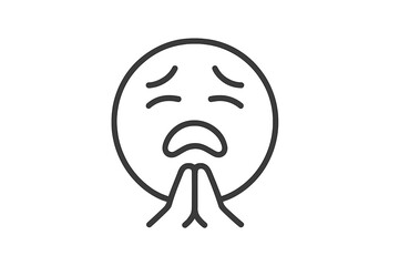 Poster - Expressive emoticon showing sadness with hands clasped in a pleading gesture while conveying a sense of despair and longing