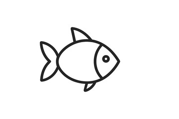 Poster - Simple line drawing of a fish illustrating minimalist art style on a plain background
