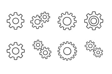 Poster - Collection of minimalist gear illustrations representing machinery and technology for design projects and educational materials