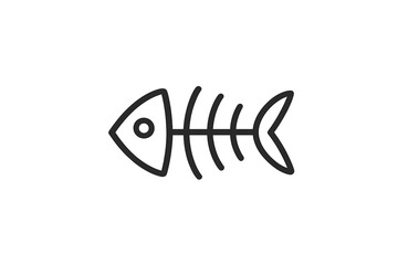 Poster - Graphic representation of a fish skeleton with a simplified design and minimalist style