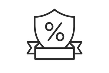 Poster - Shield symbol with percentage sign and ribbon design for promotional offers on white background