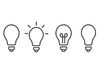 Poster - Multiple light bulb icons illustrating different concepts of ideas, innovation, and creativity in a minimalist design