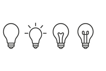 Poster - Illustration showing different stages of a light bulb from off to broken in a minimalist design