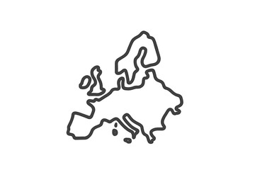 Poster - Outline of Europe depicting its unique geographical features and borders in a simple artistic style