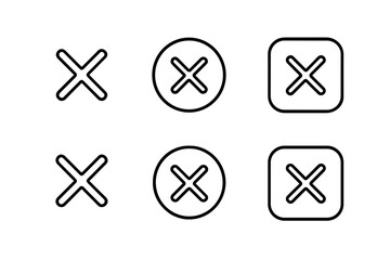 Poster - Various styles of the symbol indicating a negative action or dismissal displayed on a blank background