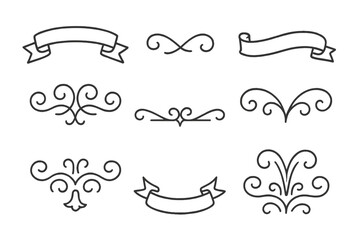 Poster - Elegant decorative elements featuring swirls and ribbons for creative designs and artistic projects
