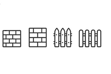 Poster - Different designs of walls and fences showcasing various styles in a minimalist graphic