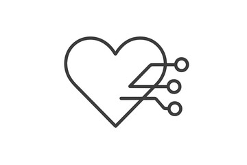 Poster - Heart symbol with circuit elements representing the intersection of technology and emotion in modern design