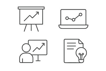 Aufkleber - Charts and presentations highlighting business growth in a modern workspace environment with laptops and graphics