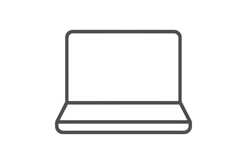 Poster - Simple outline of an open laptop against a plain background, emphasizing digital technology and online connectivity