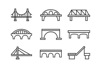 Poster - Various bridge designs showcasing architectural styles in a minimalist design format