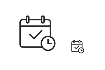 Poster - Calendar illustration showing schedule with check mark and clock in simple design for planning activities