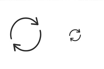 Poster - Simple black line circular arrows representing a continuous cycle, illustrating motion and repetition in modern design