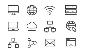 Fototapete - Digital icons representing technology and internet connectivity with various symbols depicted