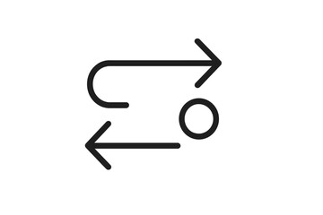 Poster - Directional arrows and circle symbolizing movement and turning occurring in a simple design