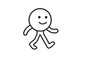 Poster - Simple line drawing of a smiling figure walking in a playful style representing joy and movement