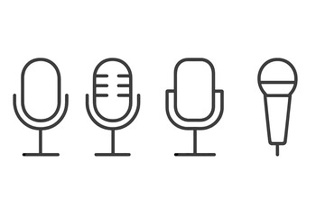 Poster - Various microphone designs displayed in a clean and minimalistic style suitable for audio projects and presentations