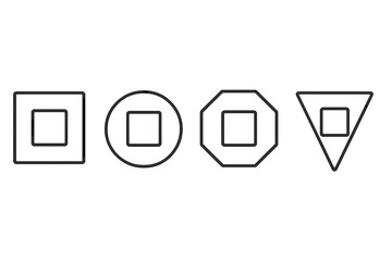 Poster - Different geometric shapes displayed in a row on a minimalist background in a classroom setting