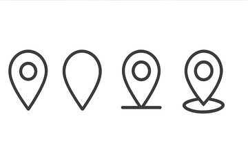 Fototapete - Collection of location pins in different styles against a white background used for mapping and navigation purposes