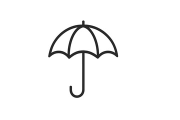 Poster - Simple black outline of an umbrella as a minimalistic design element on a white background for weather-themed concepts