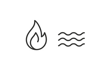 Poster - Symbols representing fire and water in a minimalist design at a creative studio