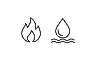 Poster - Representations of fire and water symbols illustrating contrasting elements of nature and their interactions in design
