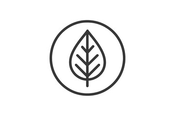 Poster - Minimalistic leaf design within a circular border showing natural beauty and simplicity in graphic art