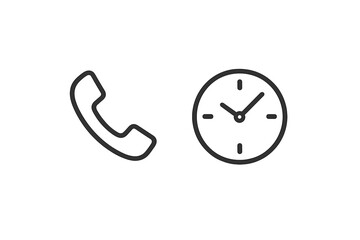 Poster - Communication symbols representing a phone and a clock in a modern design, showcasing the importance of time management