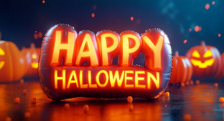 Fototapete - Ai-Generated photo with glowing inflatable letters 