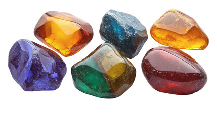 Colorful gemstones against black background