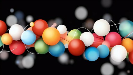 Poster - Vibrant Colorful Spheres Flowing on Dark Background