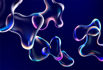 Wall Mural - abstract background of luminescent liquid bubbles. glass round shapes.