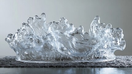 Transparent sculpted form against a neutral background.